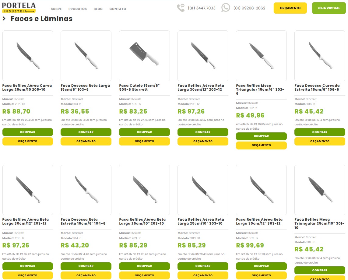 facas starrett portela industria