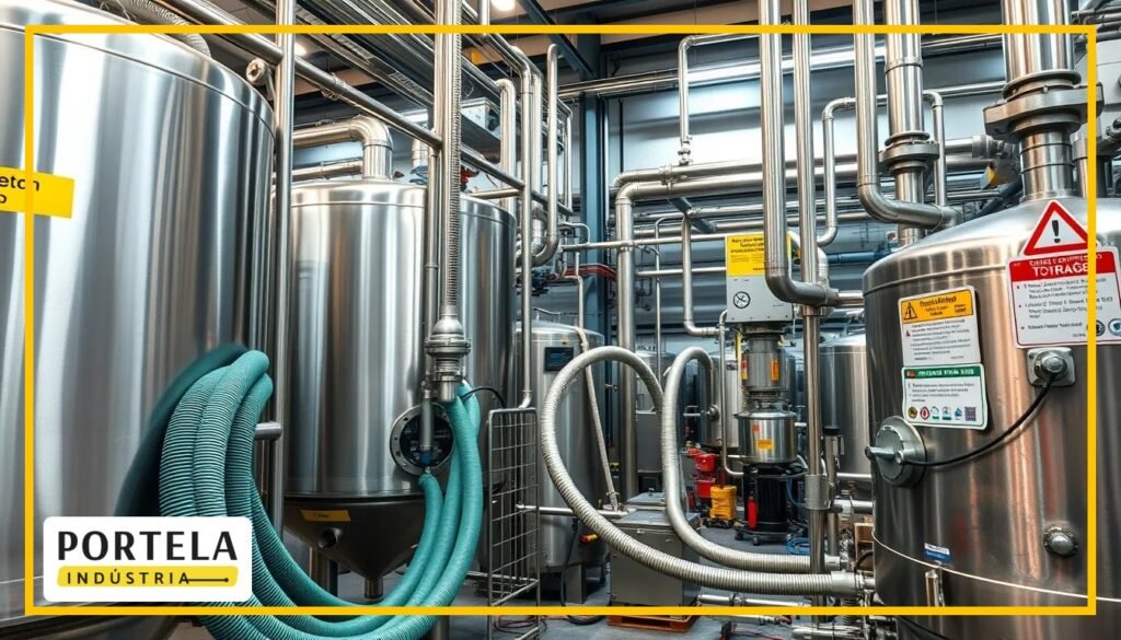 Mangueira para produtos químicos aplicada em linha industrial