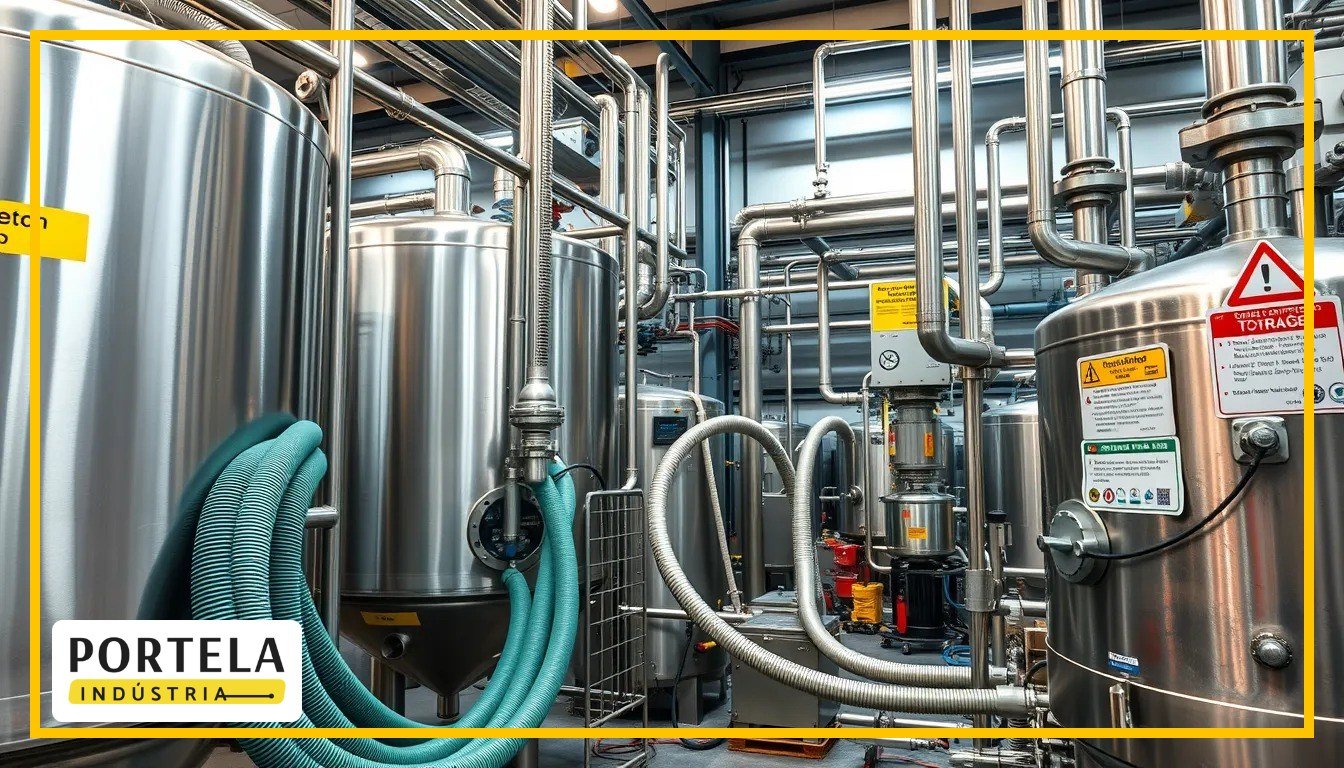 Mangueira para produtos químicos aplicada em linha industrial