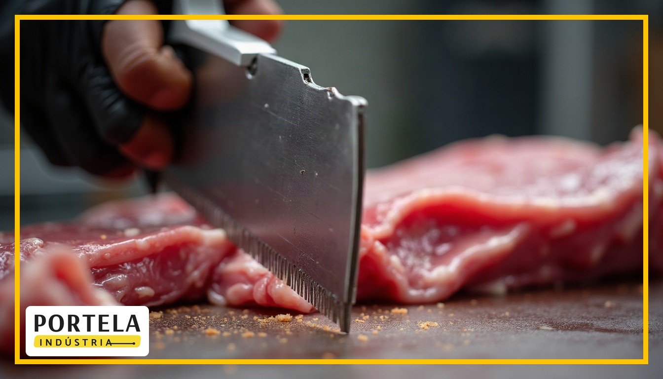 Lâmina Starrett Meatkutter Premium gravada a laser em máquina de serra fita profissional